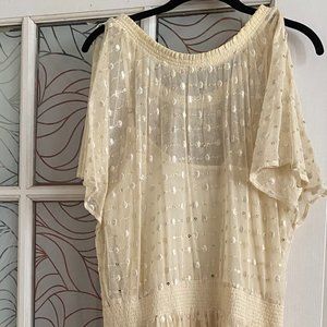 Anthropologie Leifnotes Dot Gleam Sequined Dress - cream and gold